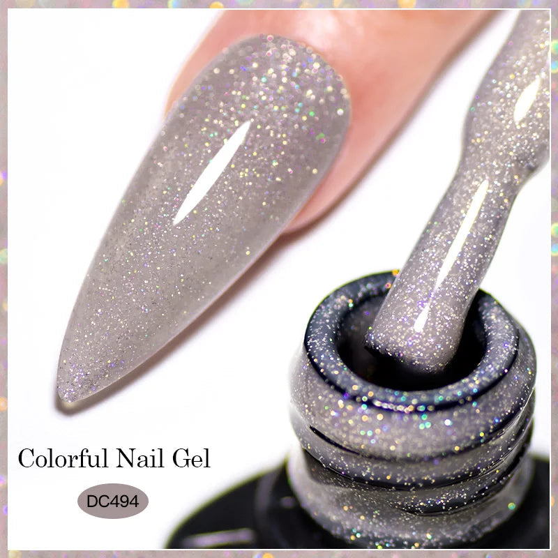 Mtssii 7ml Red Glitter Gel Nail Polish Sequins Shiny Manicure Semi Permanent Base Top Coat Soak Off LED UV Nail Art Gel Va...