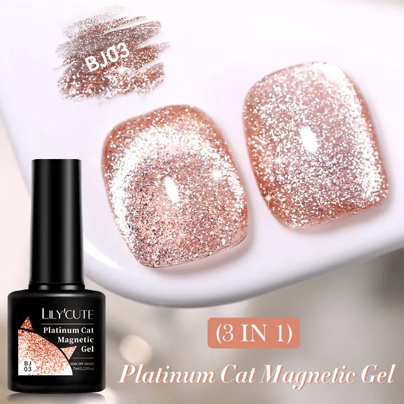 LILYCUTE 7ml Shiny Glitter Nail Gel Polish Pearl Shell Sparkling White UV LED Varnishes Soak Off Gel Manicure Decoration L...