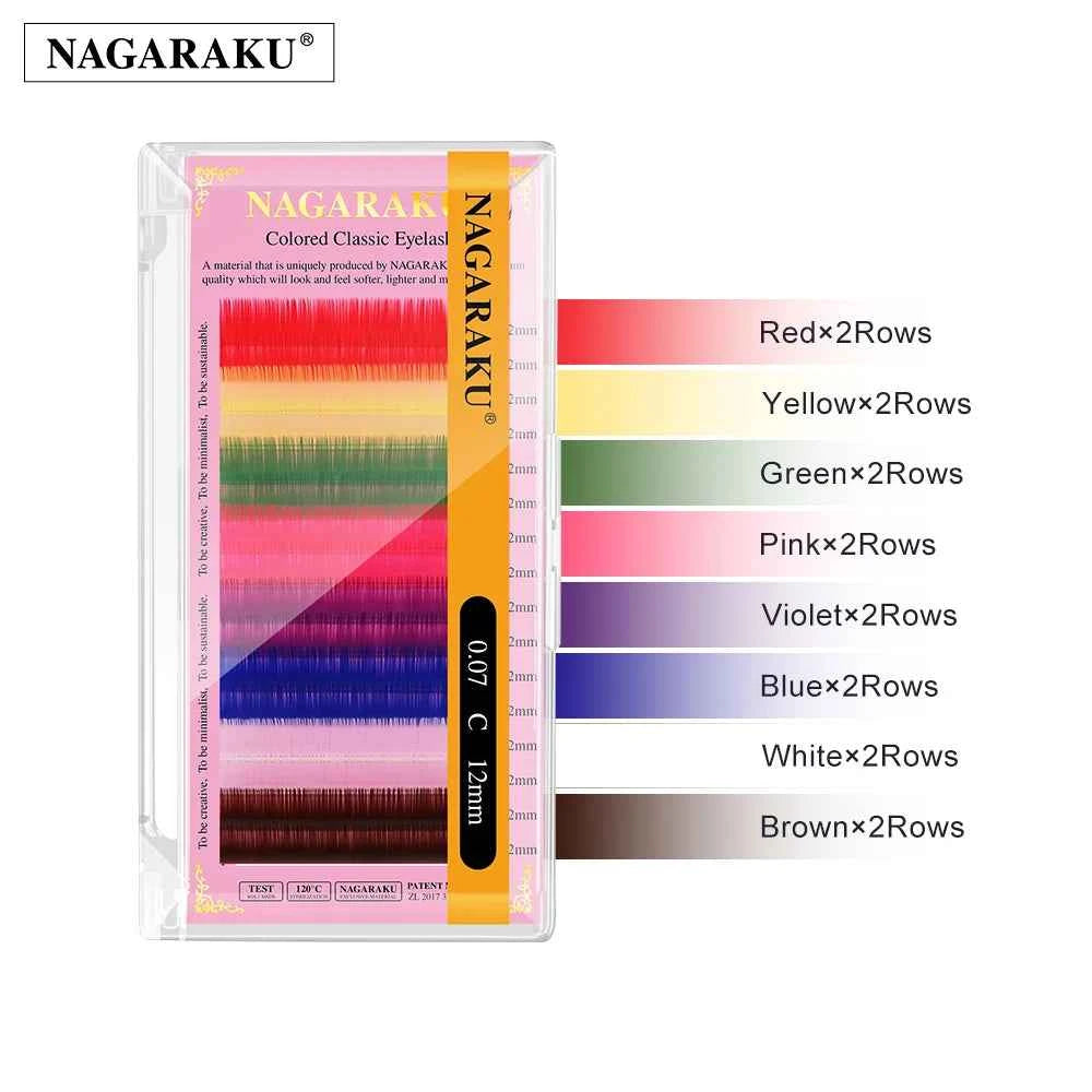 NAGARAKU 16rows macaron 8 Colors Rainbow Colored Eyelash Extension Faux Mink color eyelashes colorful eyelash maquiagem ci...