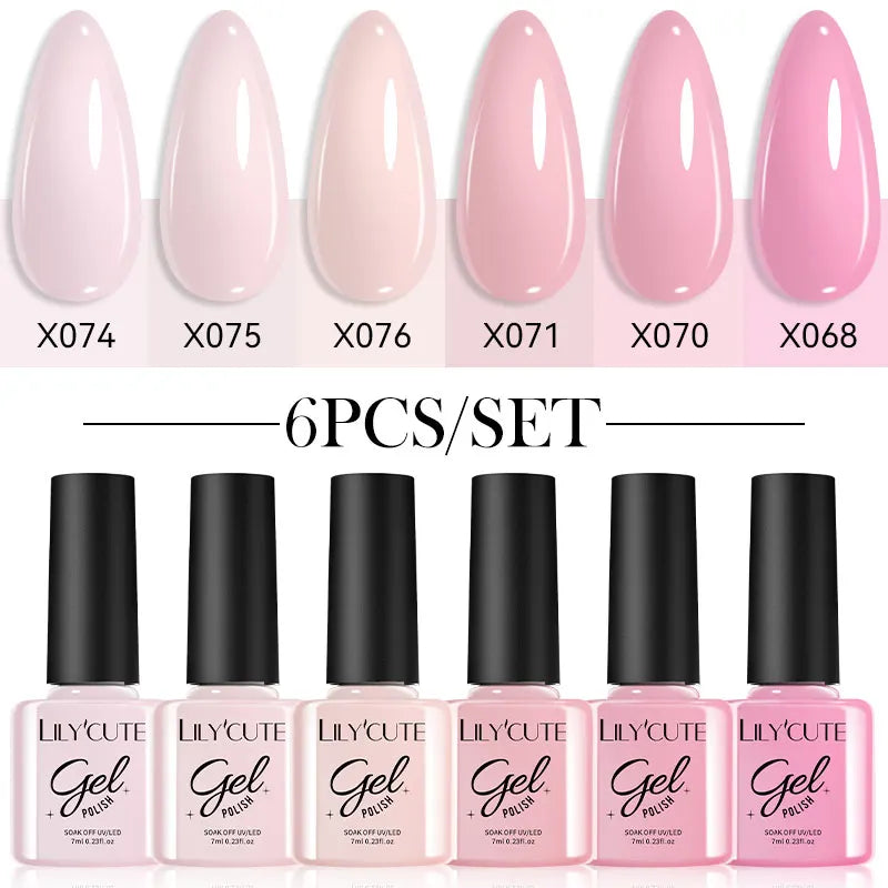 LILYCUTE 6Pcs/set 7ml Coffee Series Gel Nail Polish Kit 125 Colors Manicure Semi Permanent Soak Off UV Nail Art Gel Varnis...