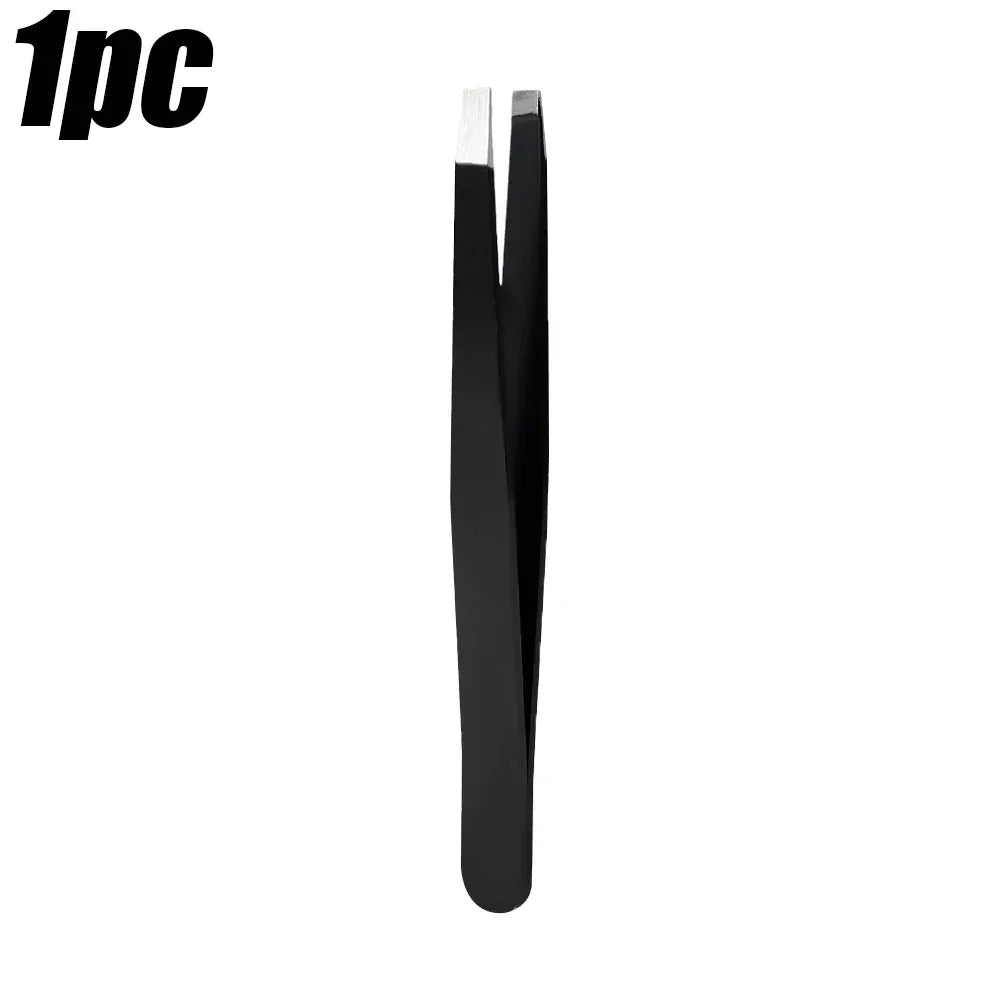 1/10pcs Black Precision Eyebrow Tweezers Stainless Steel Eye Brow Tools Professional Facial Hair Removal Shaping Makeup Tool Kit black-1pcs