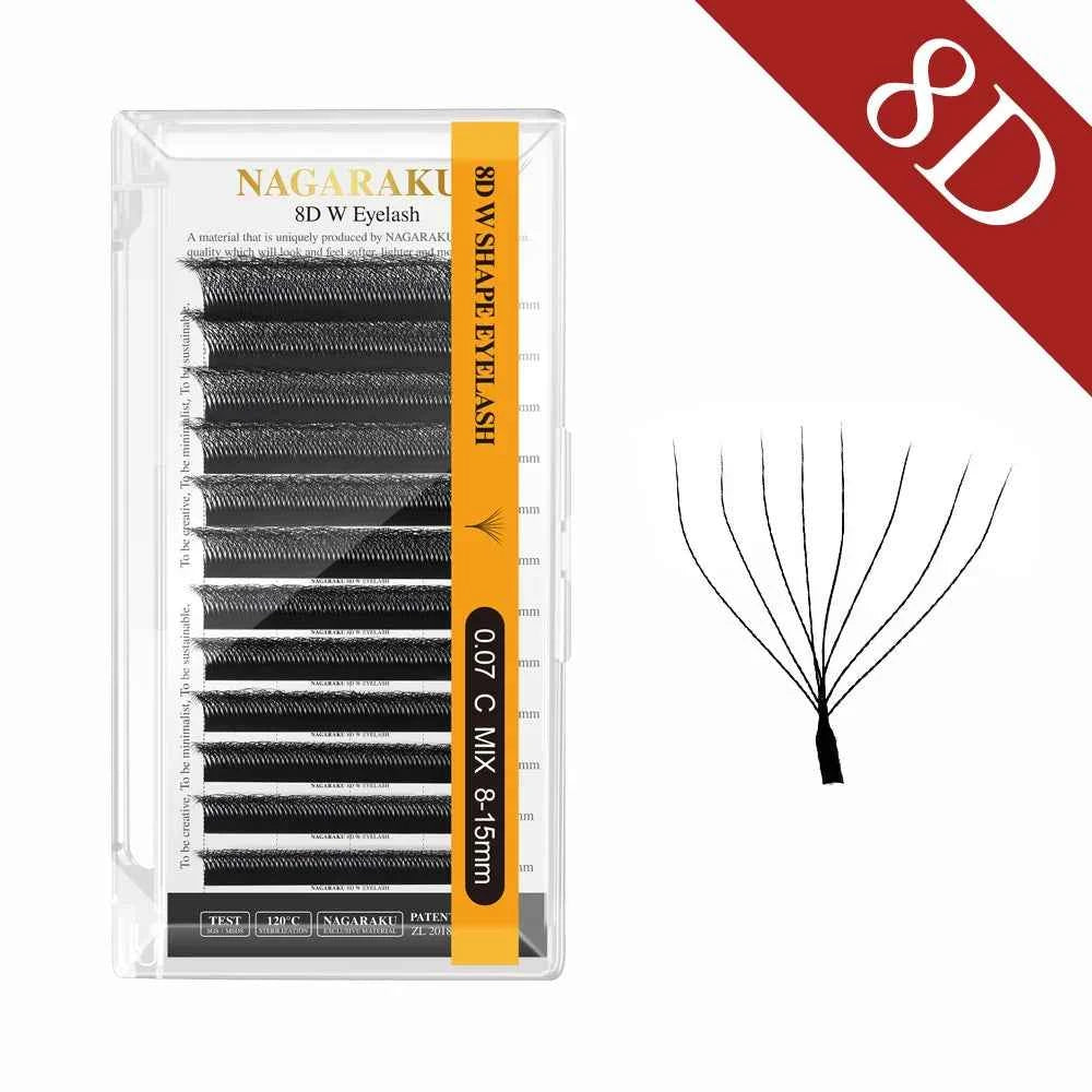 NAGARAKU Automatic Flowering W Shape Bloom 3D 4D 5D 6D 7D 8D Premade Fans Speed Eyelash Extensions Natural Soft Light Full...