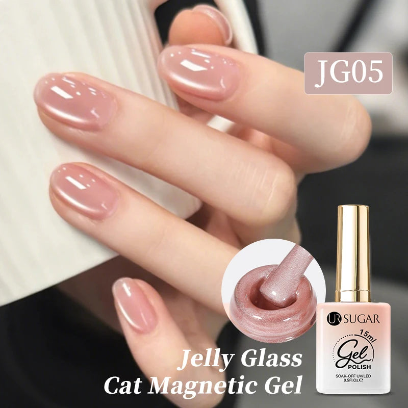 UR SUGAR 15ml Jelly Glass Cat Magnetic Gel Nail Polish Semi Permanent Nail Art Manicure Soak Off LED UV Gel Nail Varnishes...