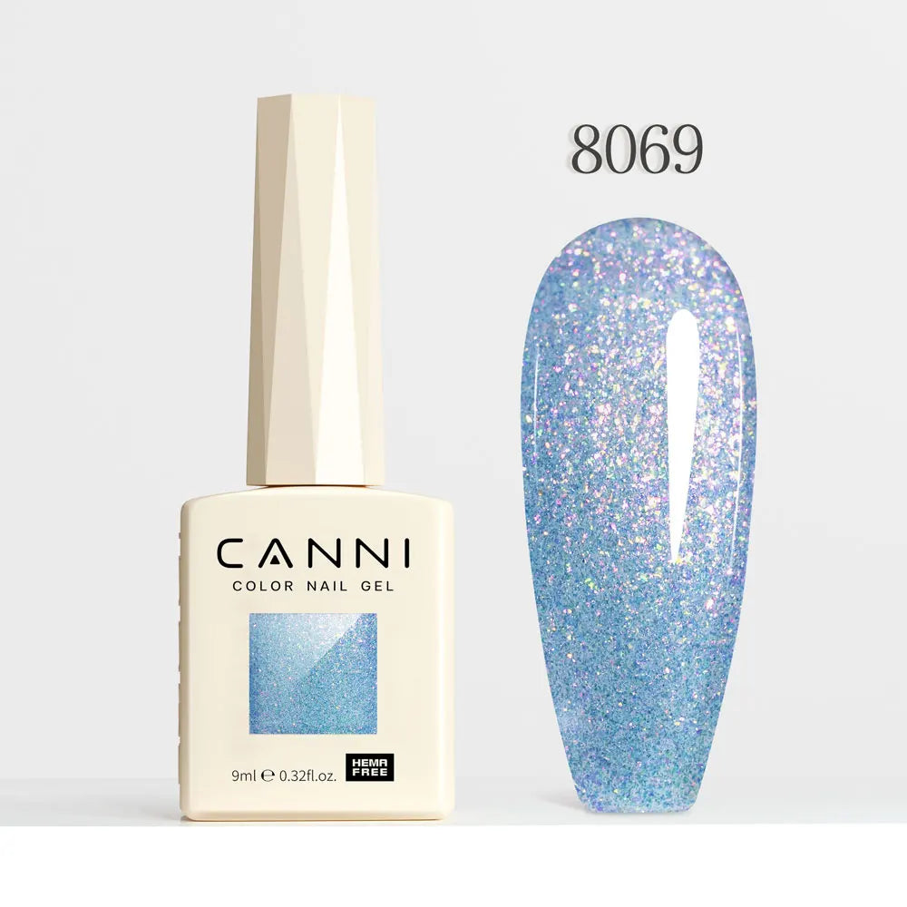 #8013 CANNI Nail Gel Polish Hema Free Super Glossy Glitter Cat Eye Gel Diamond Top Coat Semi Permanent Soak Off UV LED Varnish Aurora Glow Avenue