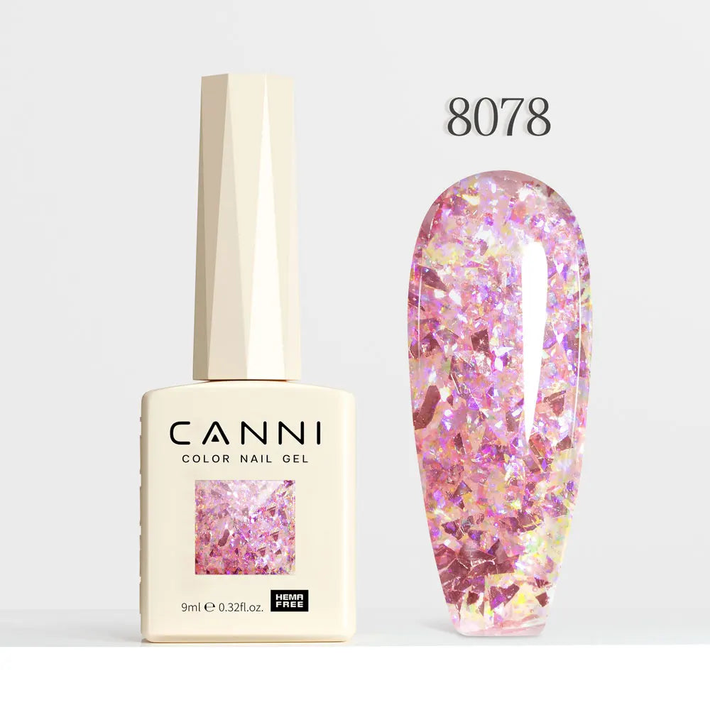 #8013 CANNI Nail Gel Polish Hema Free Super Glossy Glitter Cat Eye Gel Diamond Top Coat Semi Permanent Soak Off UV LED Varnish Aurora Glow Avenue