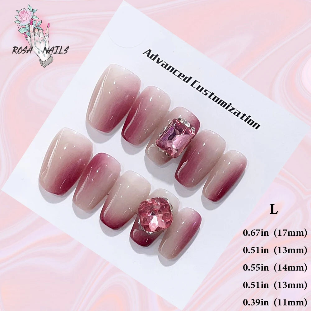 Silver Star Fake Nail Pressons Short Square Clear Rhinestones Punk Tip Saturn Stars False Tips Presson Y2k Black Press on Nails L (No.24485)