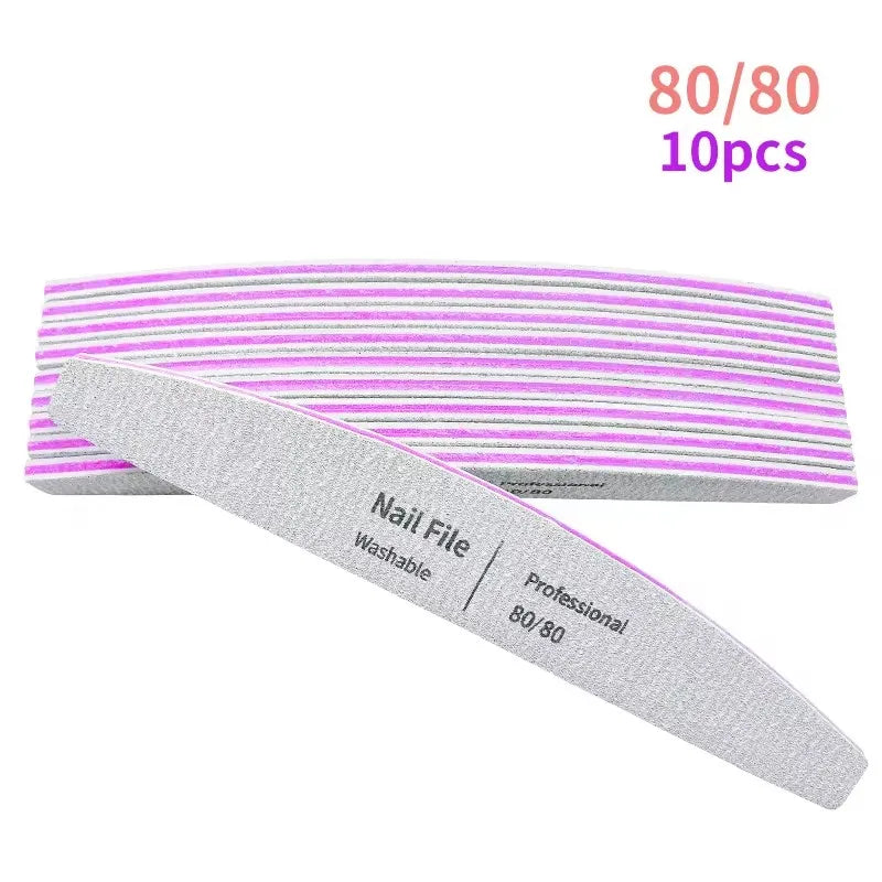 Nail File 100 to 180 Professional Tools Emery for Manicure Lime 240 Sandpaper Gel Polishing Files for Nails Buffers Set Polisher 80Grit 10pcs CN