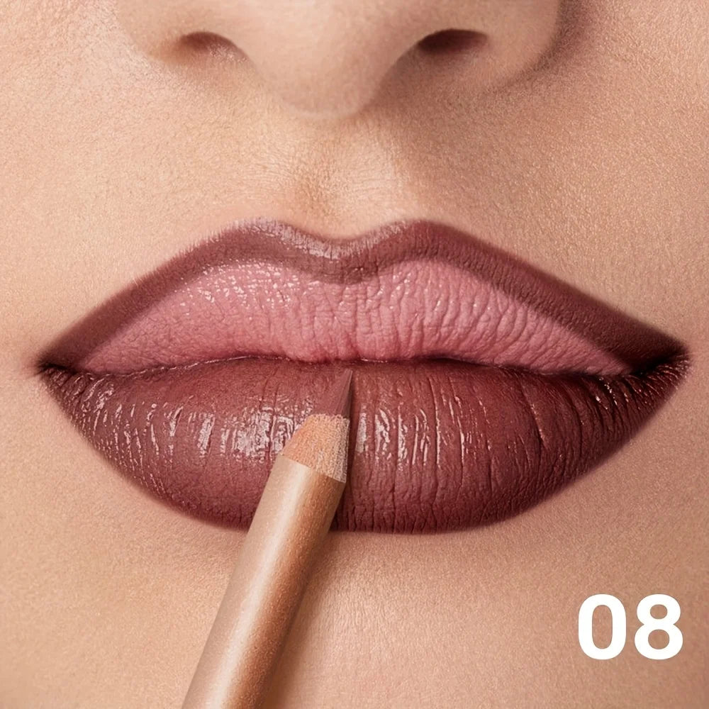 Matte Nude Lip Liner Pigmentation Long-Lasting Waterproof /Pencil Formula, Lip Pencil for Precise Lip Line, Lip Glossy Eff...