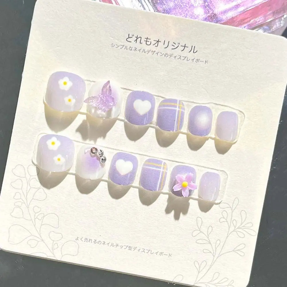 Rabbit Children False Nails Flower Full Cover Nail Art Tips Kids Fake Nail Extension Nail Supplies Bears Kids Cartoon Fake Nails Style12