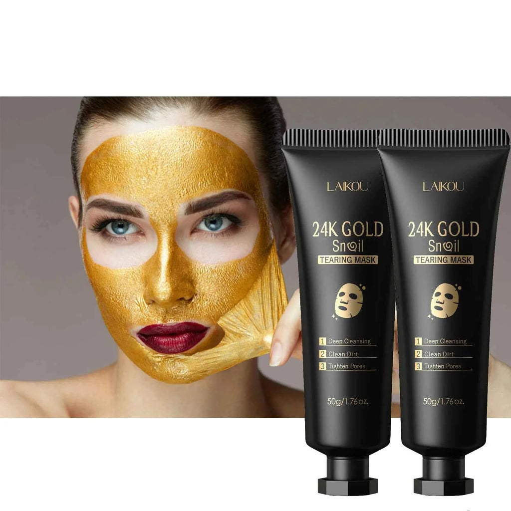 1/2/3pcs LAIKOU 24K Gold Snail Collagen Peel Off Tearing Face Mask Deep Cleansing Remove Blackhead Face Care Tear Off Mask