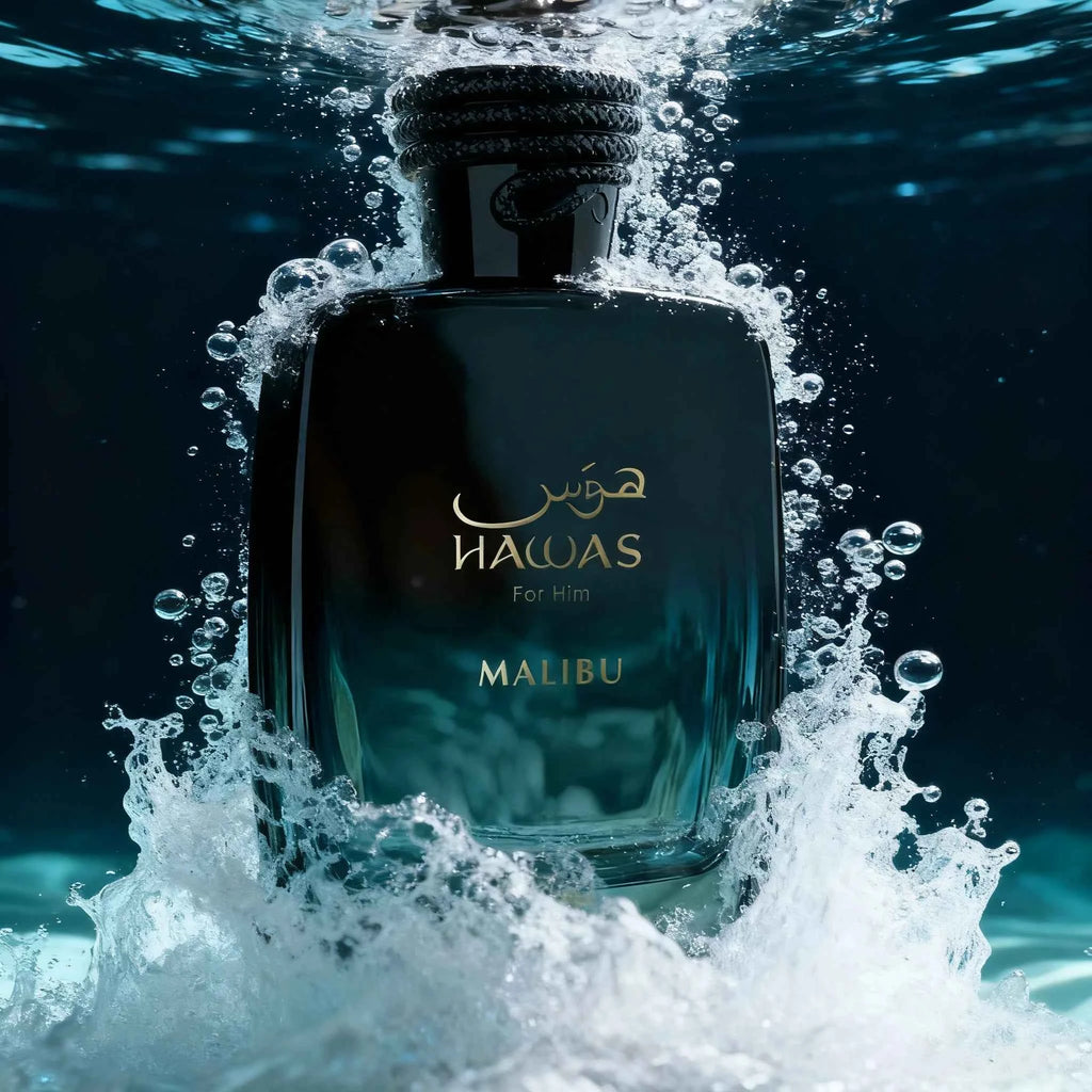 HAWAS MALIBU men's perfume, citrus flavor, full of marine charm, 3.4FL-OZ capacity, designed for fashionable men