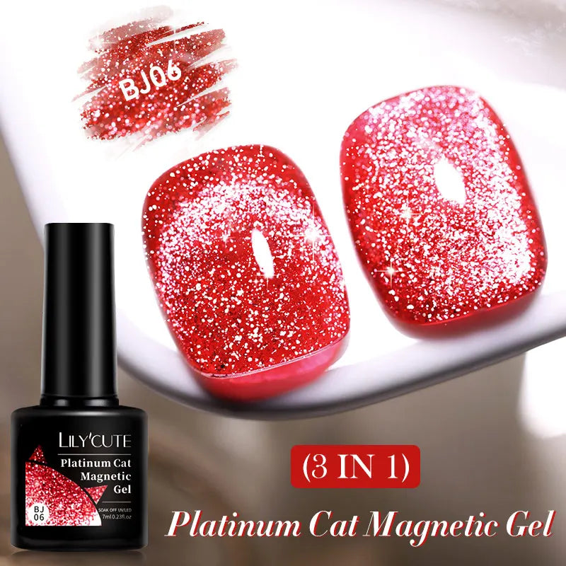 LILYCUTE 7ml Aurora Cat Magnetic Gel Nail Polish Reflective Magnet Gel Varnishes Semi Permanent UV Gel For Nail Art Manicu...