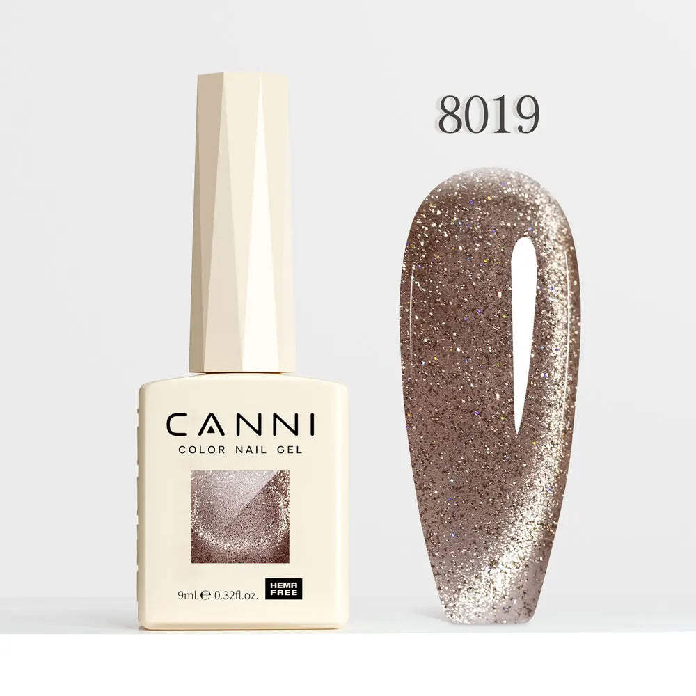 #8013 CANNI Nail Gel Polish Hema Free Super Glossy Glitter Cat Eye Gel Diamond Top Coat Semi Permanent Soak Off UV LED Varnish Aurora Glow Avenue