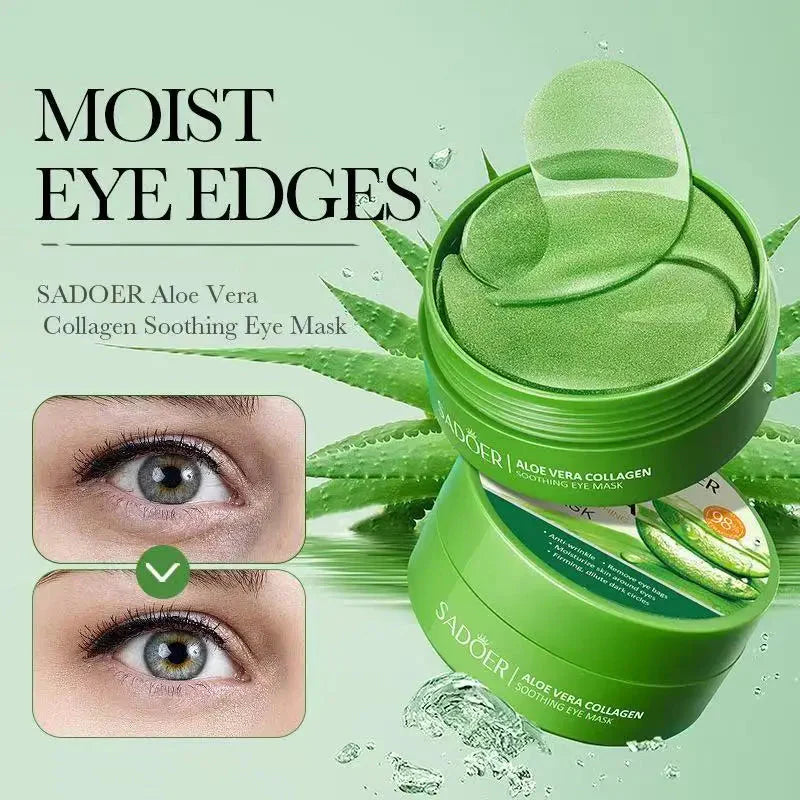 60pcs Aloe Vera Collagen Eye Mask Anti Dark Circles Removal Eyes Bags Moisturizing Firming Eye Patches Eyes Skin Care Products Aurora Glow Avenue
