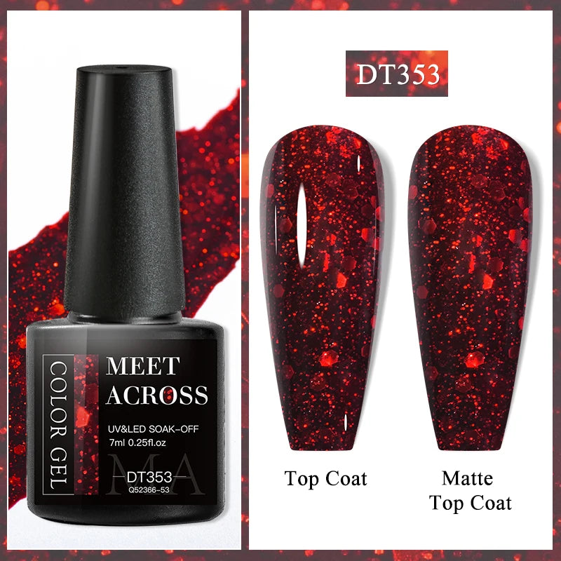 MEET ACROSS 7ml Popular Series Nail Gel Polish 140 Colors Soak Off UV/LED Long Lasting Nail Art Gel Varnish for Manicure N...