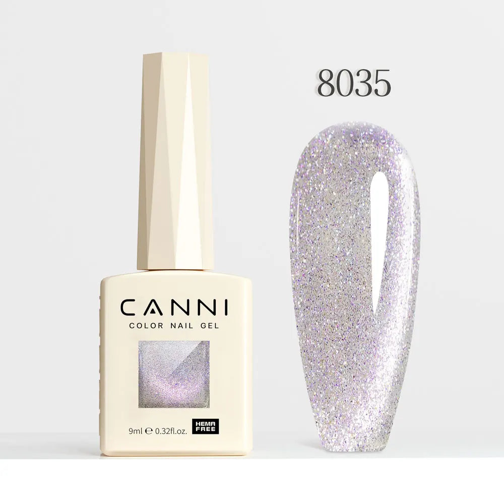 #8013 CANNI Nail Gel Polish Hema Free Super Glossy Glitter Cat Eye Gel Diamond Top Coat Semi Permanent Soak Off UV LED Varnish Aurora Glow Avenue