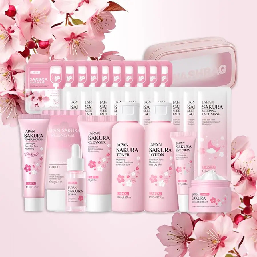 Sakura Skincare Set, 29pcs/set Deep Cleansing & Moisturizing Skin Care Kit, Facial Skin Care Product for Women & Girls Def...