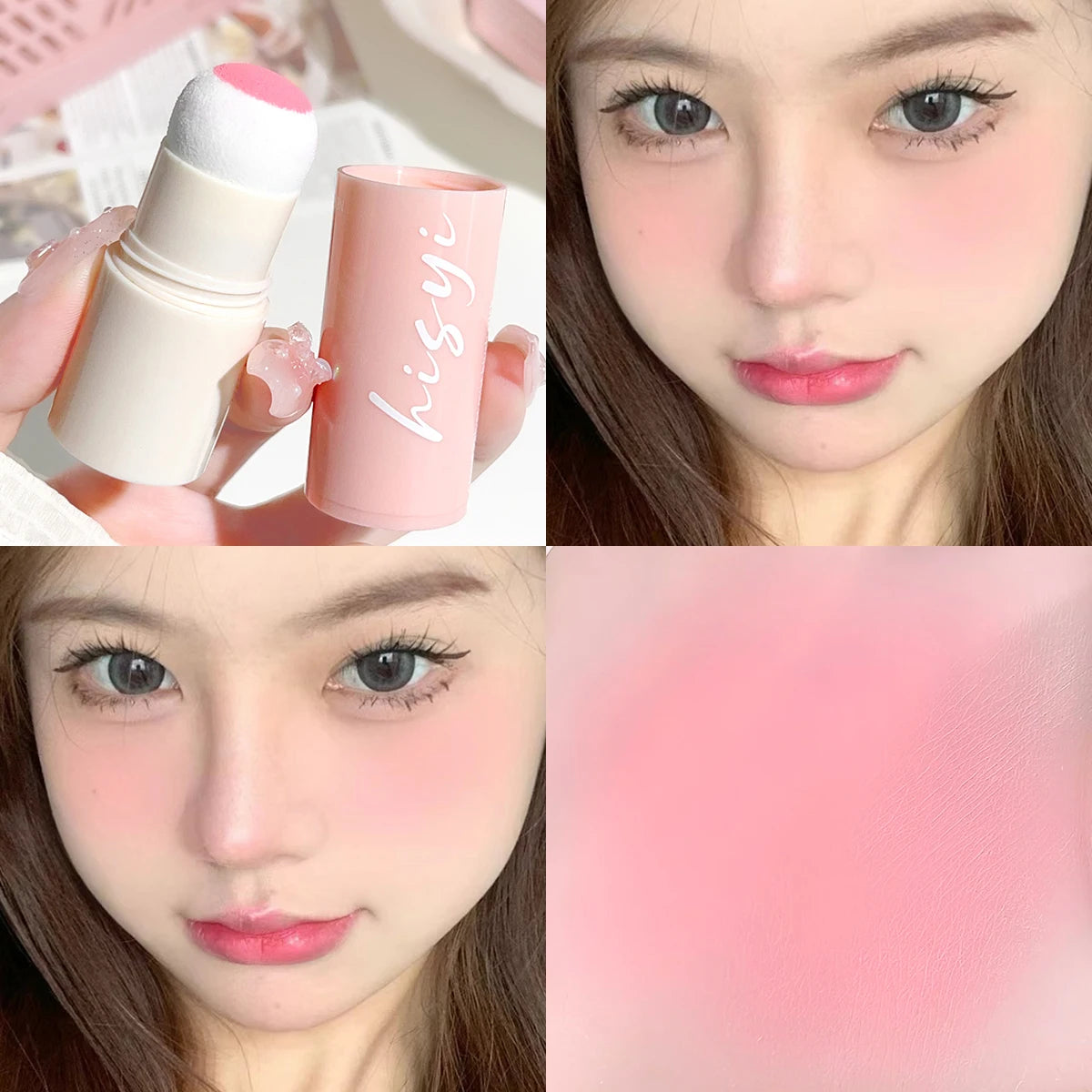 HISYI Yunrou Soft Fog Blush Stick - Energetic and Bouncy, Korean Style, Brightening, Dual-Use for Lips and Cheeks H1916-01