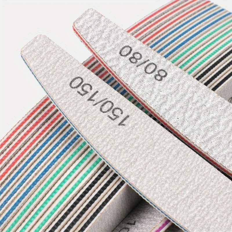 1/3/5/10Pcs Professional Nail File 80/100/150/180/240 Sandpaper Strong Thick Sanding Half Moon Lime nail accessories and Tools.