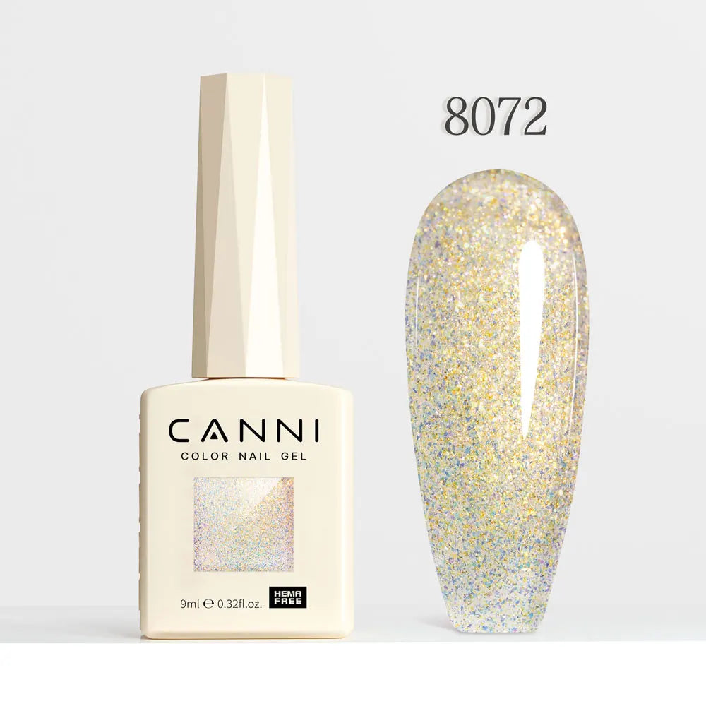 #8013 CANNI Nail Gel Polish Hema Free Super Glossy Glitter Cat Eye Gel Diamond Top Coat Semi Permanent Soak Off UV LED Varnish Aurora Glow Avenue