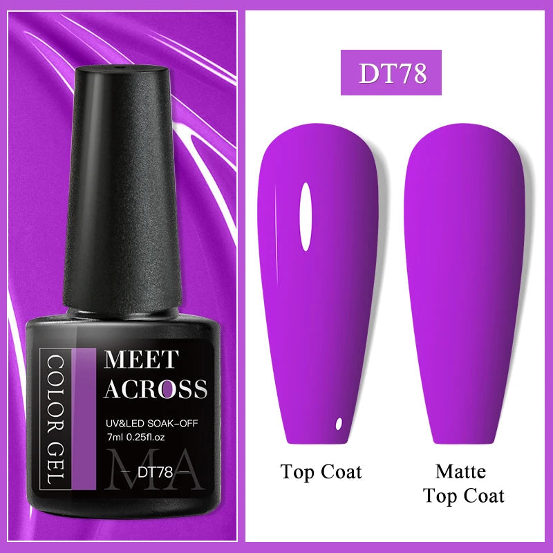 MEET ACROSS 7ml Popular Series Nail Gel Polish 140 Colors Soak Off UV/LED Long Lasting Nail Art Gel Varnish for Manicure N...