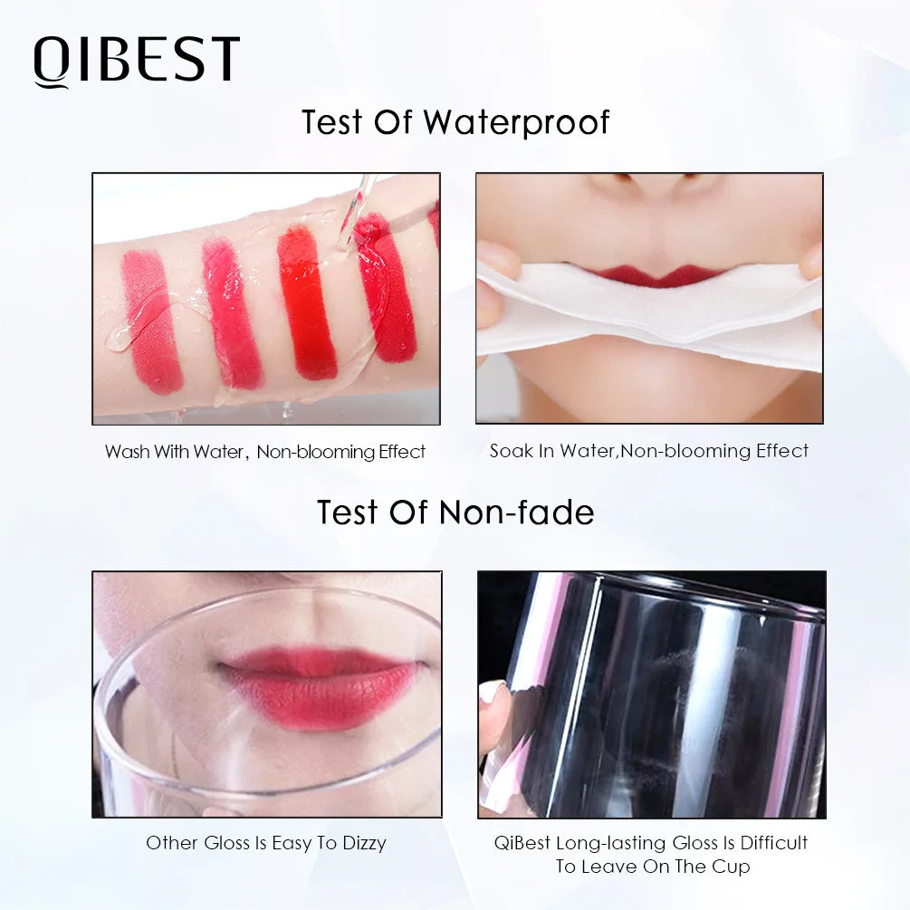 QIBEST Sexy Matte Velvet Liquid Lipstick Velvet Lip Gloss Tint Tube Matte Nude Pigment Red Black Makeup Cosmetics Lipstick...