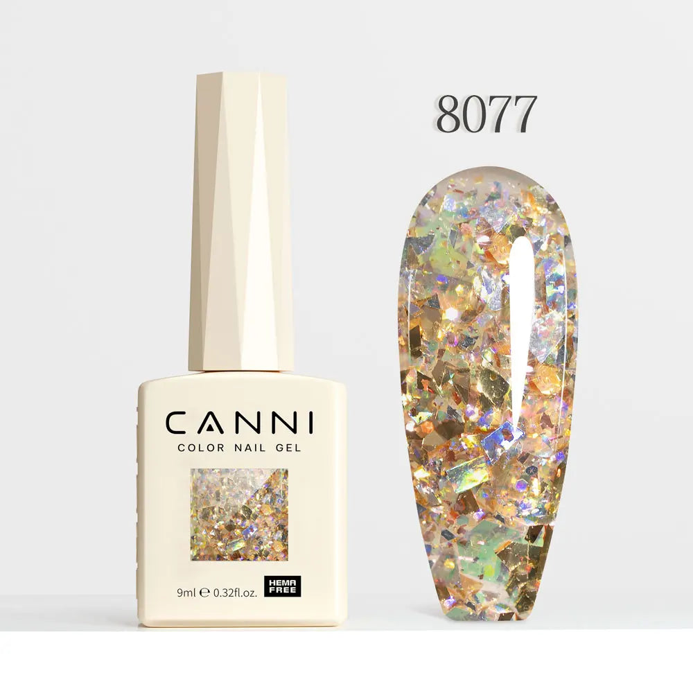 #8013 CANNI Nail Gel Polish Hema Free Super Glossy Glitter Cat Eye Gel Diamond Top Coat Semi Permanent Soak Off UV LED Varnish Aurora Glow Avenue