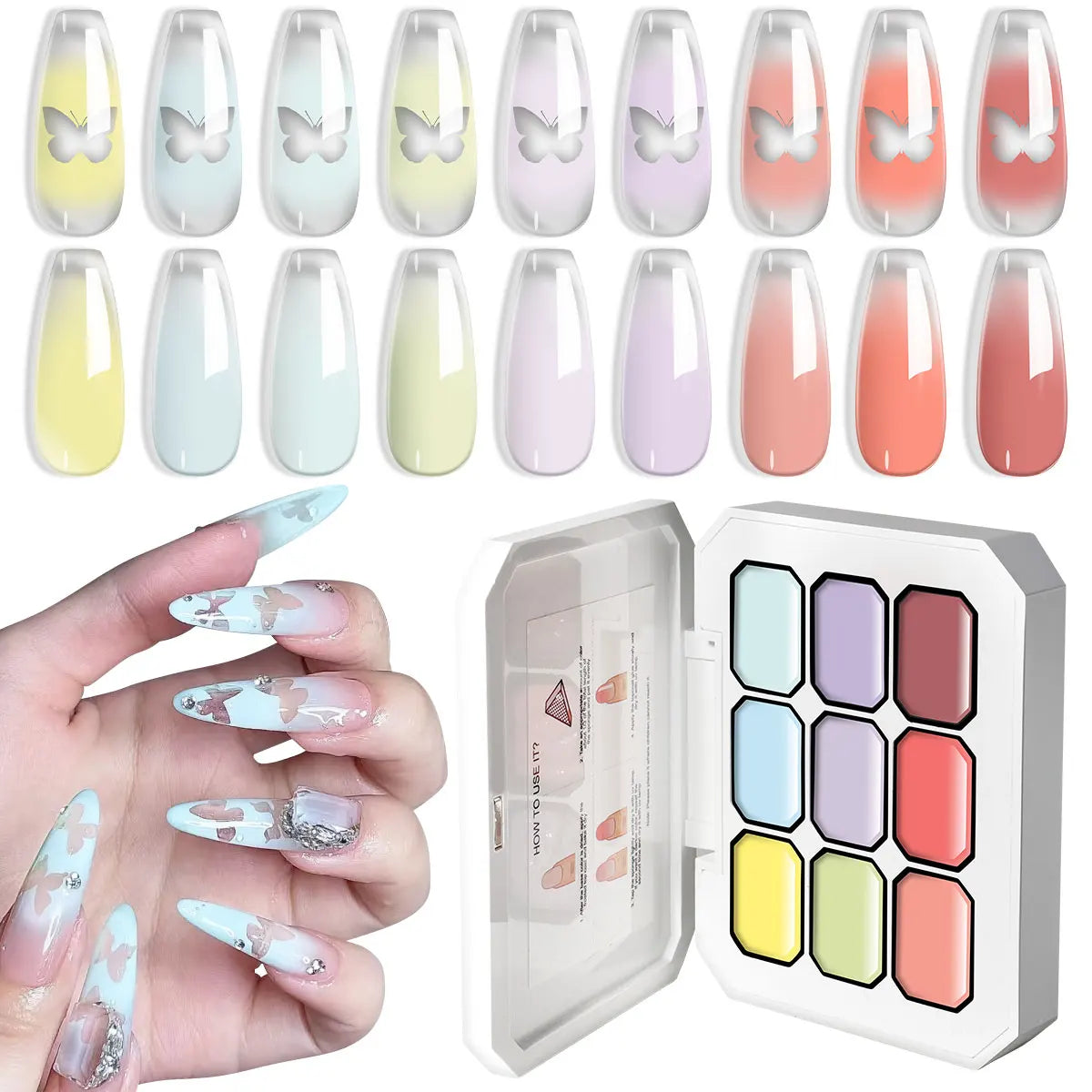 LIMEGIRL 9 Color Gradient Painting Gel Nail Art Gradient Color DIY Design Gel Quick Flower Paint Engraving Gel Nail Polish...