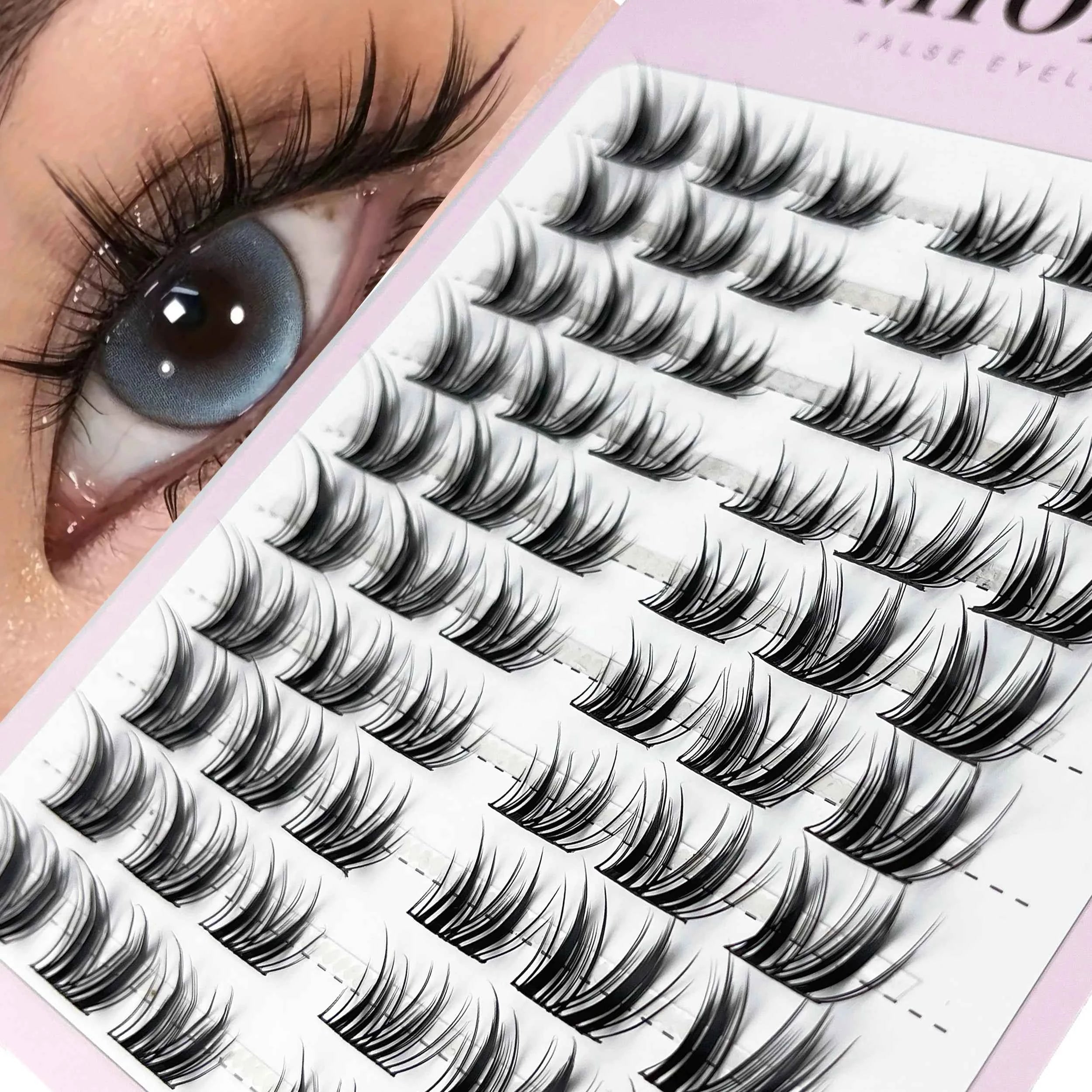 1/box 120 bundles Mink False Eyelash Natural Fishtail Lash 3D Russian Individual Eyelash Extension Cluster Makeup Tool Wholesale DGZ