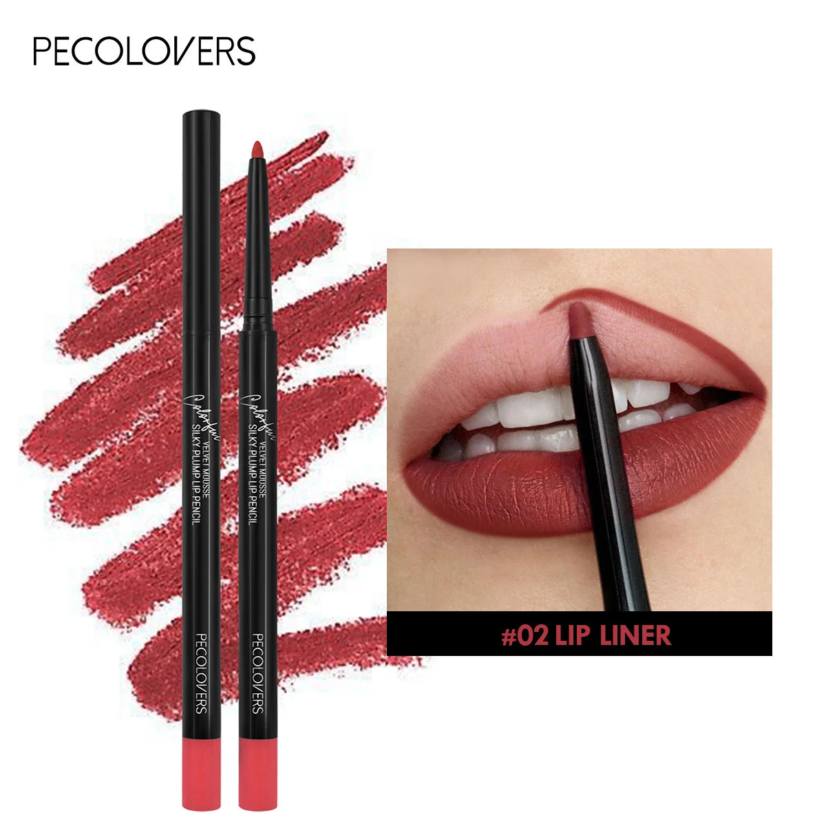 Waterproof Matte Lipliner Pencil Red Contour Tint Lipstick Long Lasting Non-stick Cup Moisturising Lips Makeup 12 Colors 02