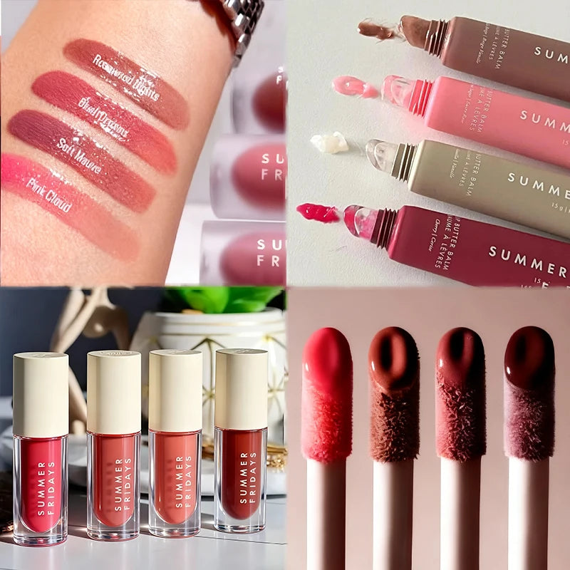 Summer Fridays Lip Balm Moisturizing Mirror Lip Gloss Lip Vanilla Pink Sugar Coffee Cake Smell Lipstick Transparent Makeup...
