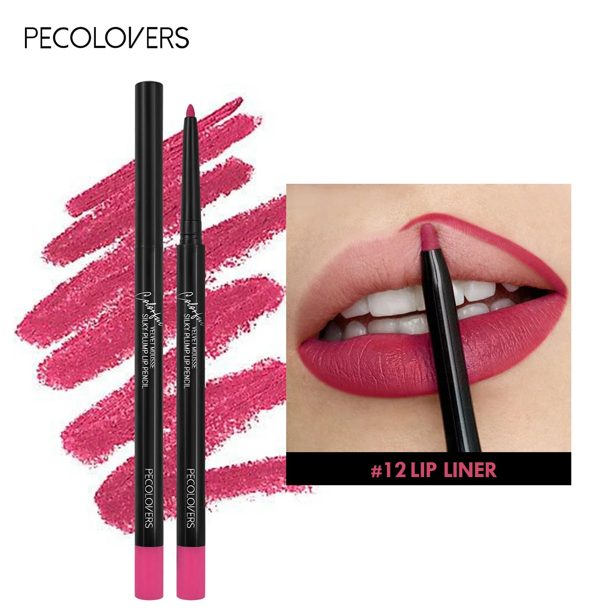 Waterproof Matte Lipliner Pencil Red Contour Tint Lipstick Long Lasting Non-stick Cup Moisturising Lips Makeup 12 Colors 12