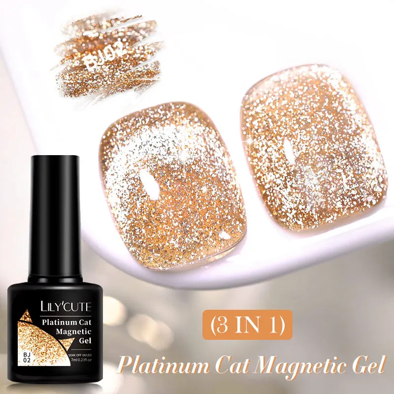 LILYCUTE 7ml Shiny Glitter Nail Gel Polish Pearl Shell Sparkling White UV LED Varnishes Soak Off Gel Manicure Decoration L...