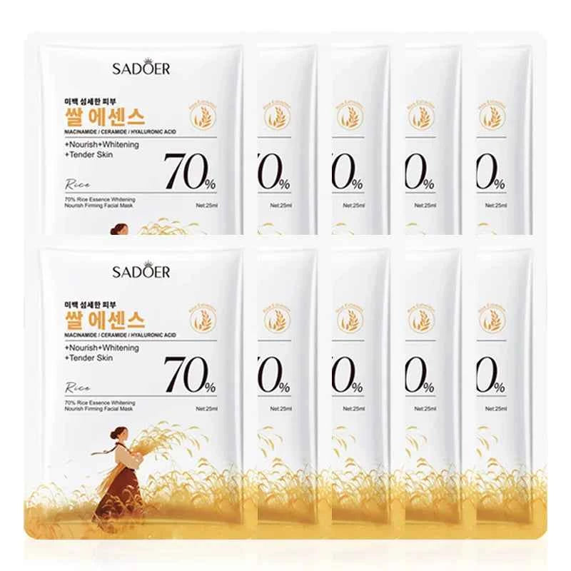 1/5/10PCS Rice Essence Face Sheet Mask,Niacinamide Hyaluronic Acid Hydrating Nourishing Brightening Tender Skin,Korean Ski...