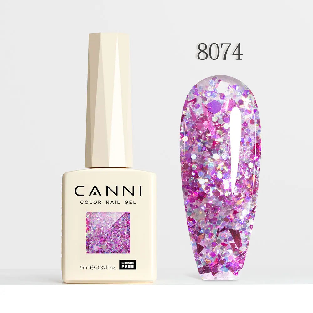 #8013 CANNI Nail Gel Polish Hema Free Super Glossy Glitter Cat Eye Gel Diamond Top Coat Semi Permanent Soak Off UV LED Varnish Aurora Glow Avenue