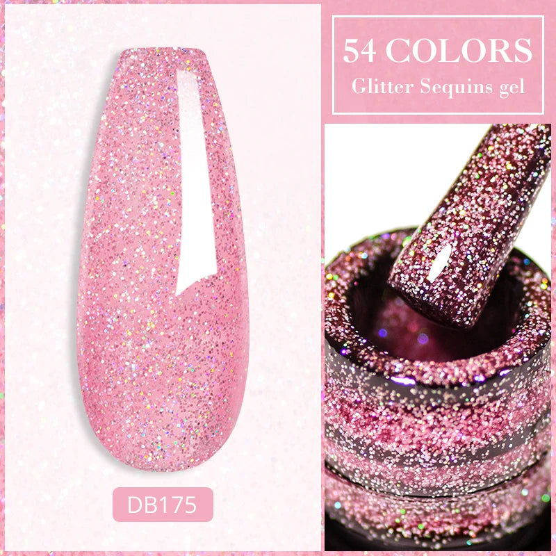 Mtssii 7ml Red Glitter Gel Nail Polish Sequins Shiny Manicure Semi Permanent Base Top Coat Soak Off LED UV Nail Art Gel Varnish Q15052