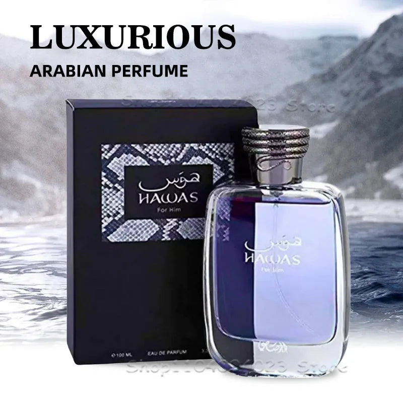 100ml Hawas Perfume for Men Original Rasasi Eau de Parfum Long-Lasting Fragrance Pour Spray Aquatic Scent High Quality Cologne Aurora Glow Avenue