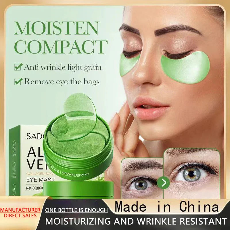 60pcs Aloe Vera Collagen Eye Mask Anti Dark Circles Removal Eyes Bags Moisturizing Firming Eye Patches Eyes Skin Care Prod...