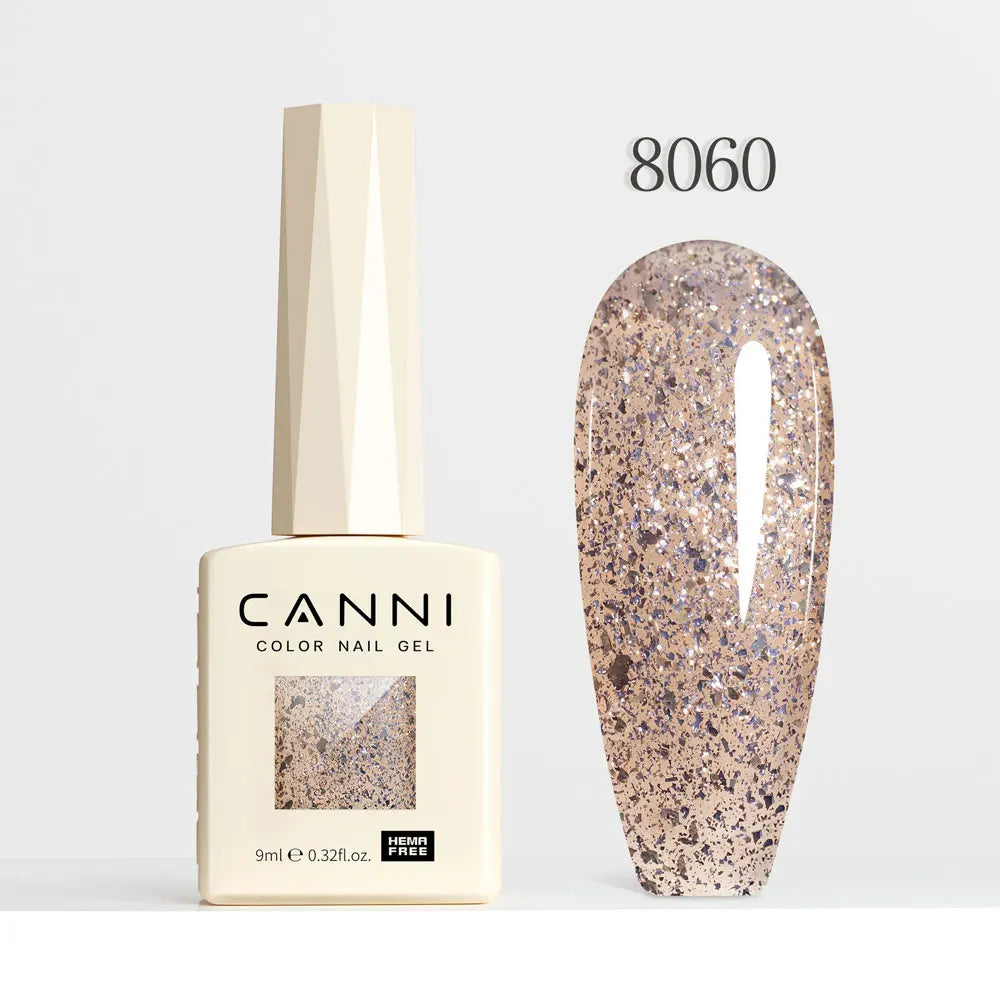 #8013 CANNI Nail Gel Polish Hema Free Super Glossy Glitter Cat Eye Gel Diamond Top Coat Semi Permanent Soak Off UV LED Varnish Aurora Glow Avenue