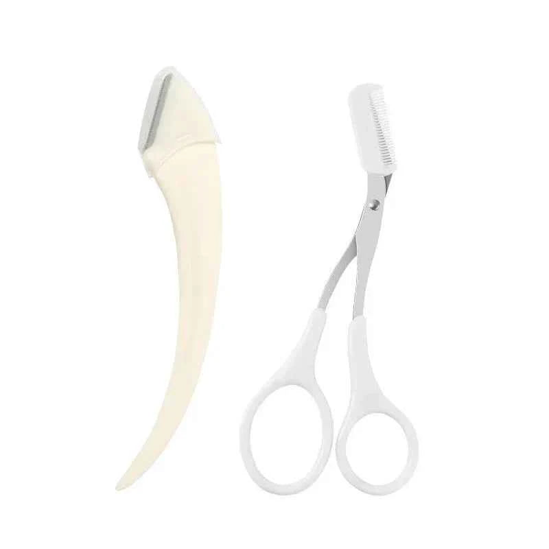 1/2/3Pcs Eyebrow Trimming Knife Eyebrow Face Razor For Women Eyebrow Scissors With Comb Brow Trimmer Scraper easy to use C613-white 1A1B