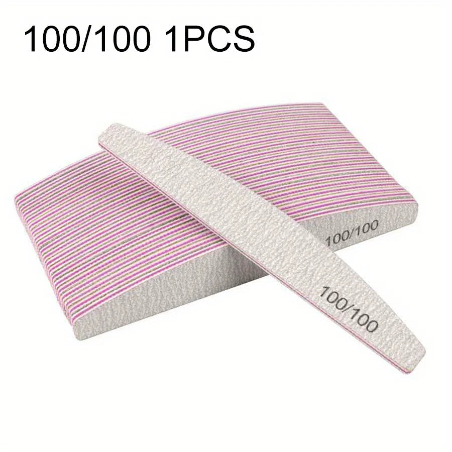 1/3/5/10Pcs Professional Nail File 80/100/150/180/240 Sandpaper Strong Thick Sanding Half Moon Lime nail accessories and Tools.