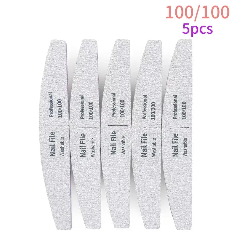 Nail File 100 to 180 Professional Tools Emery for Manicure Lime 240 Sandpaper Gel Polishing Files for Nails Buffers Set Polisher 100Grit 5pcs CN