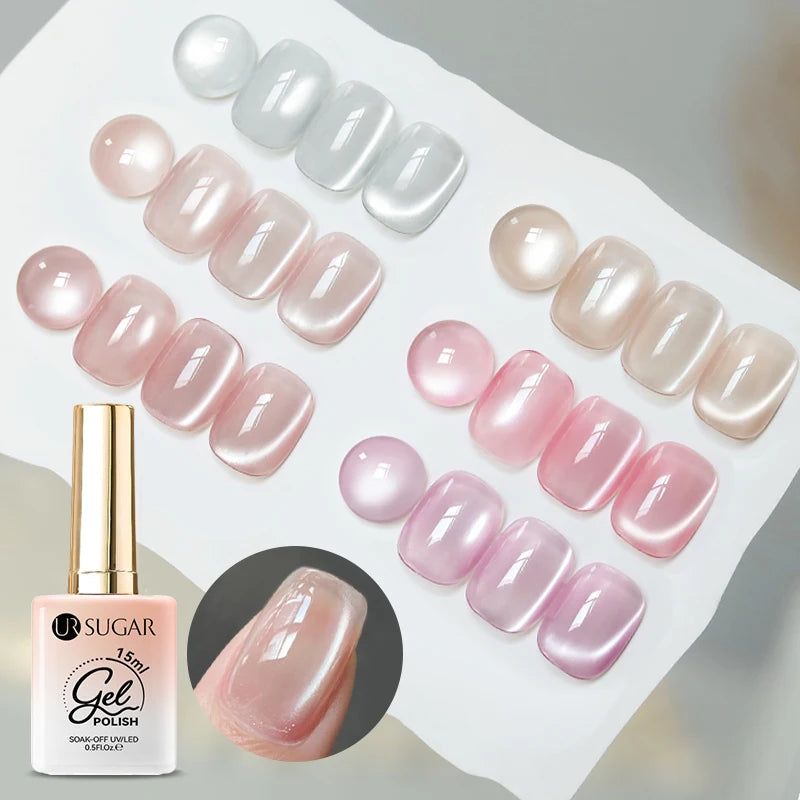 UR SUGAR 15ml Jelly Glass Cat Magnetic Gel Nail Polish Semi Permanent Nail Art Manicure Soak Off LED UV Gel Nail Varnishes