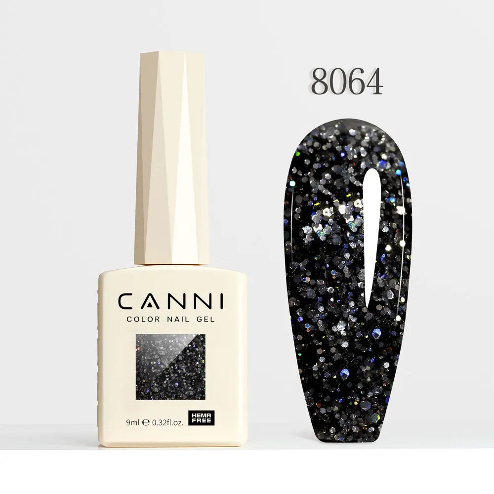 #8013 CANNI Nail Gel Polish Hema Free Super Glossy Glitter Cat Eye Gel Diamond Top Coat Semi Permanent Soak Off UV LED Varnish Aurora Glow Avenue