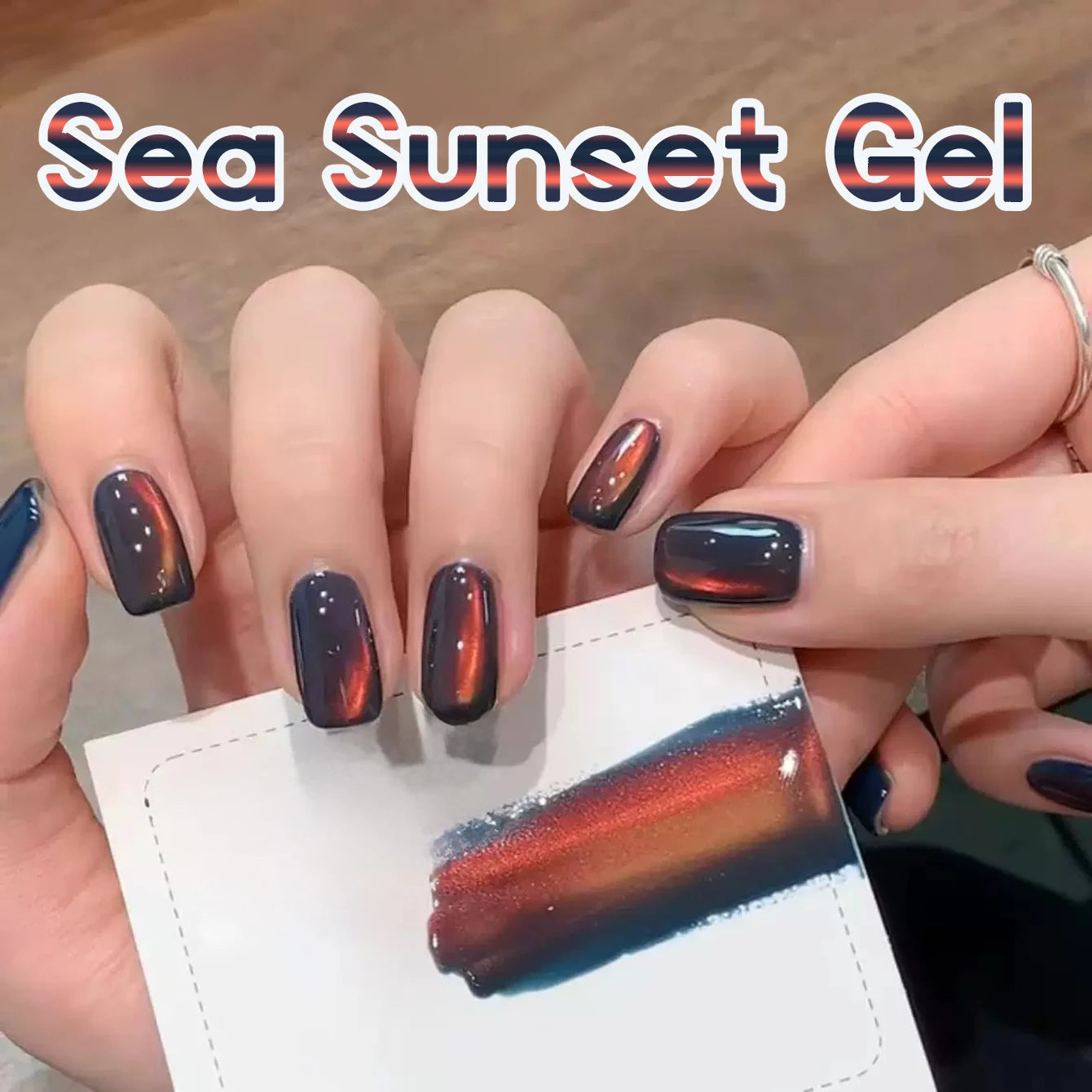1-12pcs WS Autumn Winter Nails Sea Sunset Amber Blue Gold Linght Crystal Glass Bead Cat Eye Gel Nail Polish Nail Salon Hom...