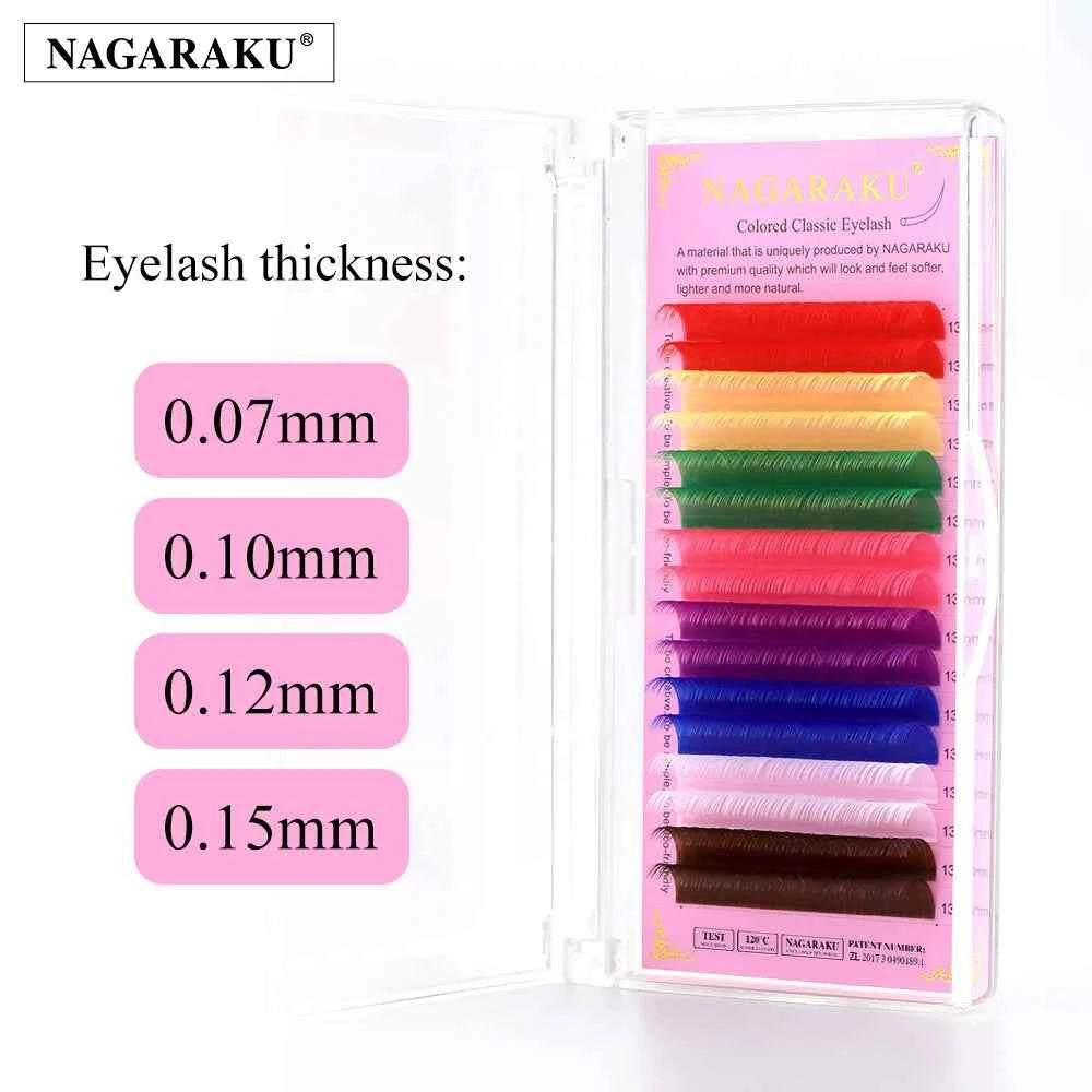 NAGARAKU 16rows macaron 8 Colors Rainbow Colored Eyelash Extension Faux Mink color eyelashes colorful eyelash maquiagem ci...
