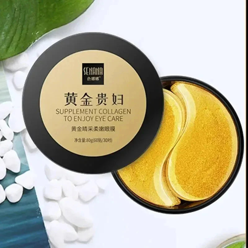 60pcs Golden Moisturizing Eye Mask Relieve Eye Fatigue Nourish Eye Area Collagen Crystal Eye Mask Korean Skin Care Masks Aurora Glow Avenue