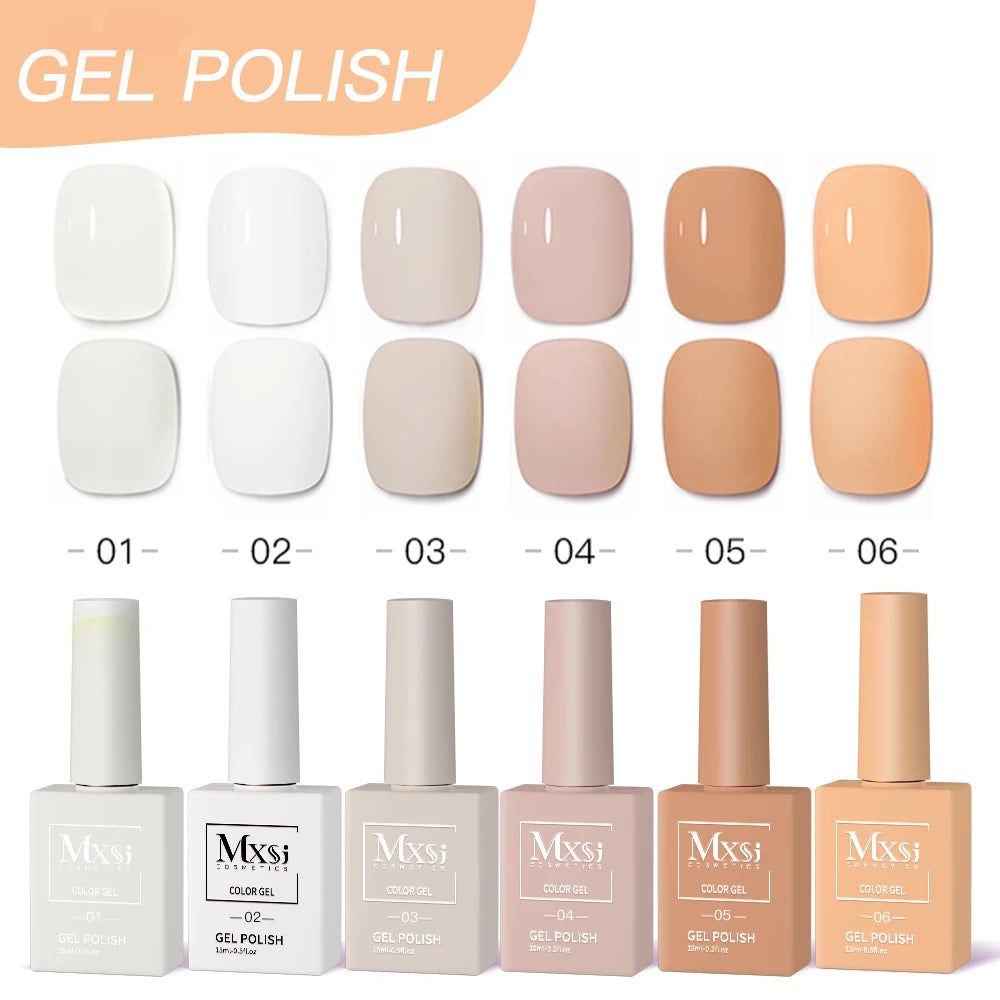 Mxsi 60 Colors Nail Gel Polish 15ml Vernis Semi Permanent Nail Art Manicure Soak Off DIY LED UV Gel Nails Polish Nail Supplies 6PCS MXSI 60-1-6