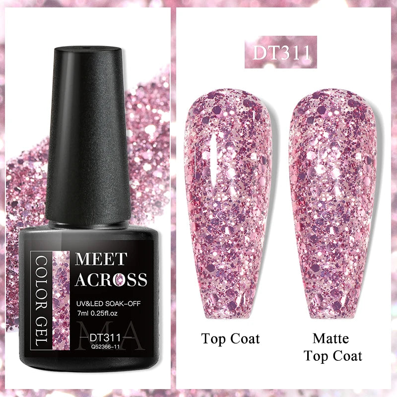 MEET ACROSS 7ml Popular Series Nail Gel Polish 140 Colors Soak Off UV/LED Long Lasting Nail Art Gel Varnish for Manicure N...