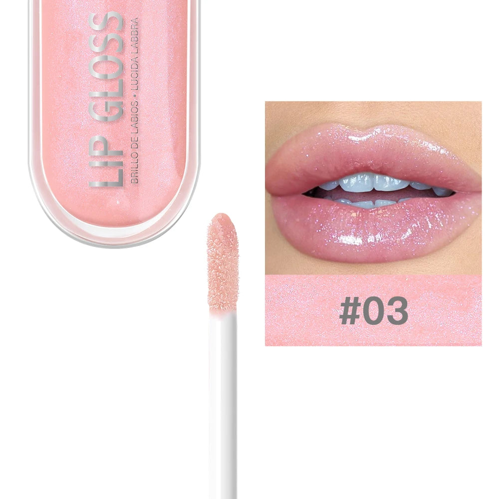 USHAS 12 colors mirror fine flash liquid lipstick pearlescent color waterproof sweatproof non-stick cup lip gloss 24314-03 - 